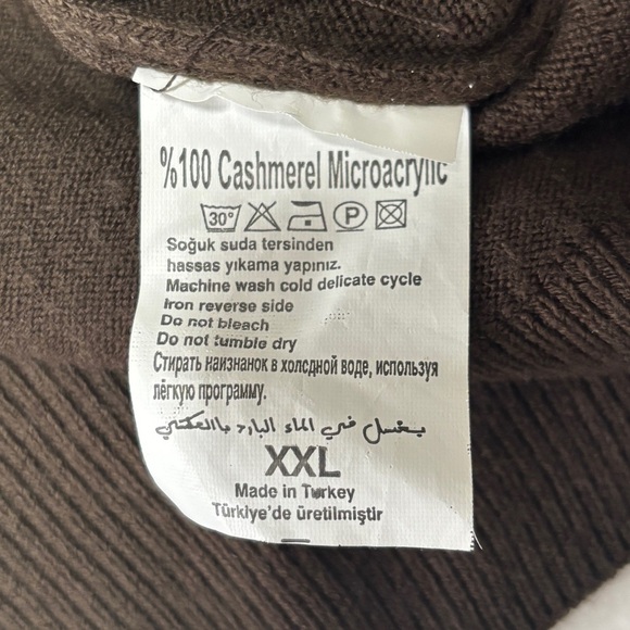 Carino Brown and Red V-Neck Argyle Sweater - Cashmere Microacrylic - Picture 5 of 6